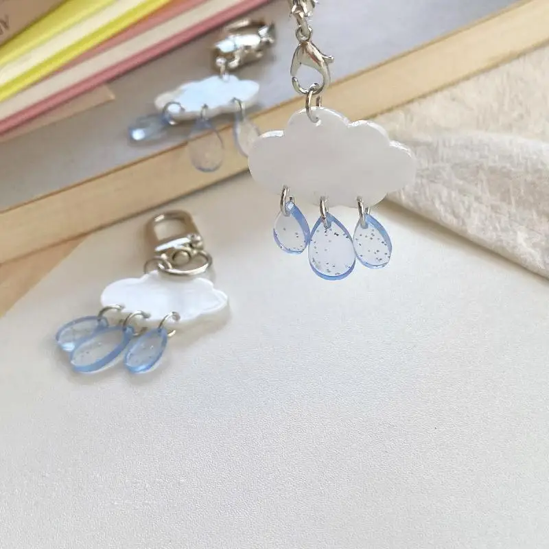 Niedlicher Wolken-Regentropfen-Schlüsselanhänger, INS-Regentropfen-Charms, Handyband-Anhänger, Schlüsselring, Handy-Lanyard für Tasche, Handy-Dekoration – Detail 4