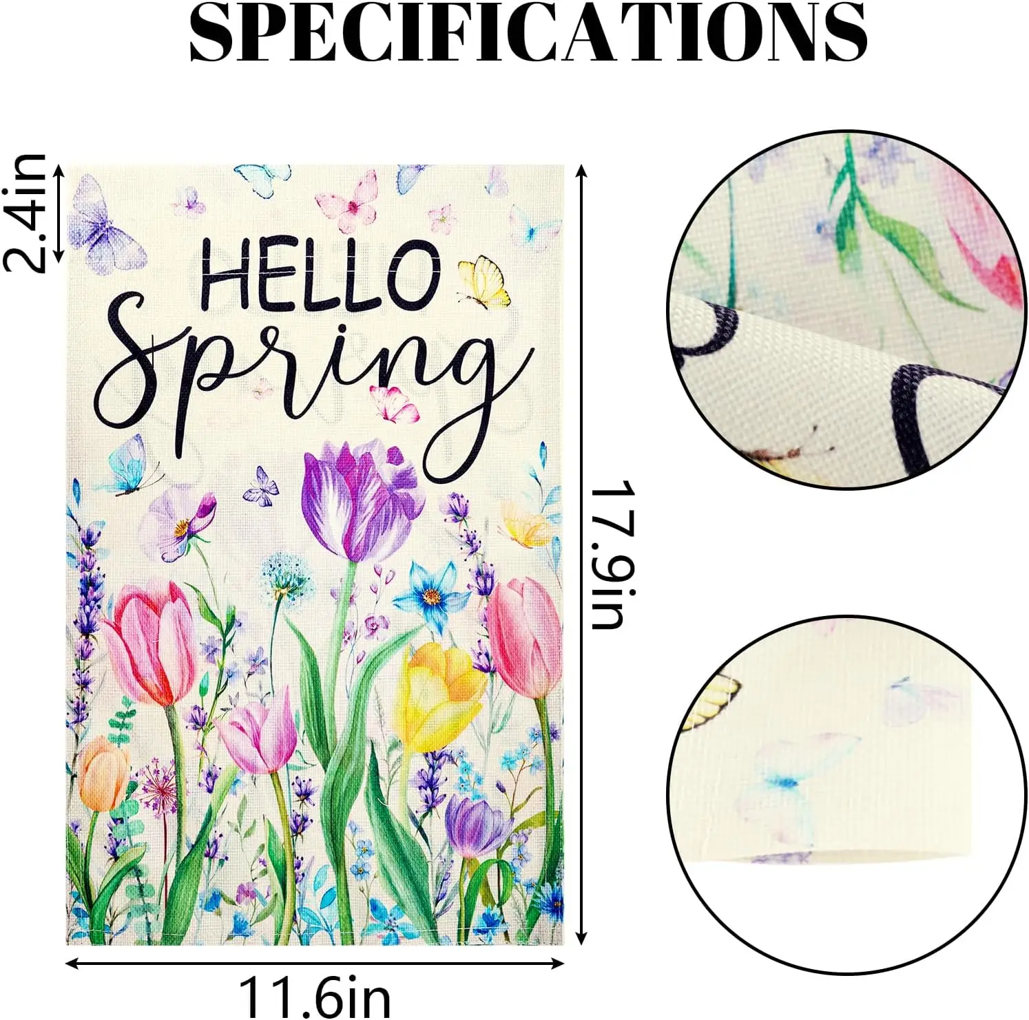 Sucrain Hello Spring Tulip Flower Lavender Flag 12 x 18 Inch Double Sided, Seasonal Farmhouse Outdoor Garden Yard House Flag CP