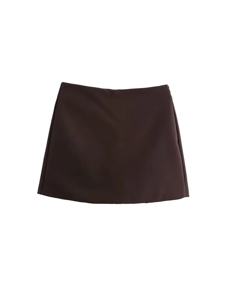 High Waist Solid Skort for Women Fashion Side Zipper Female Shorts Skirts Mujer image 4