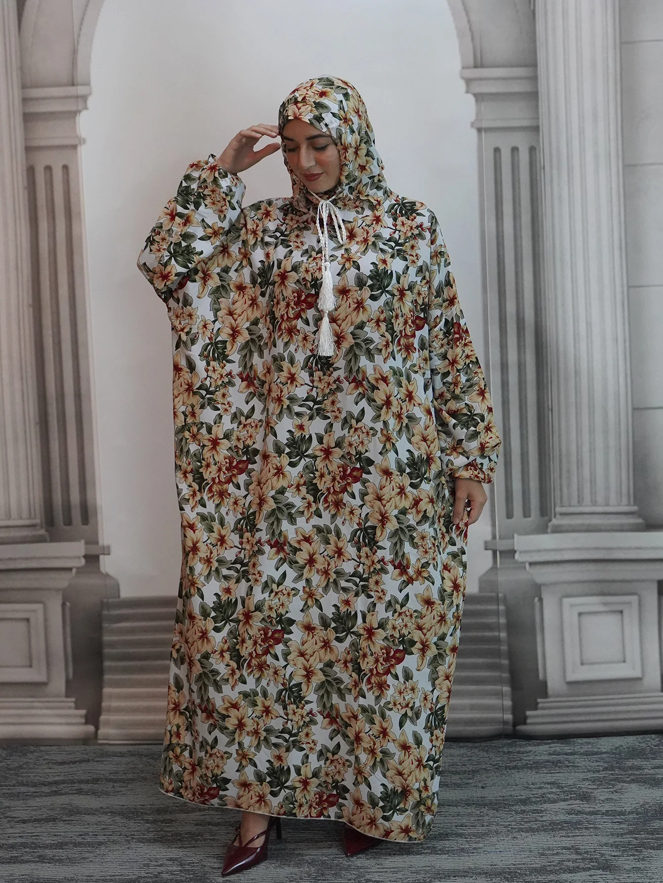 Nouvelle Robe Traditionnelle Islamique Ample et Confortable pour Femmes Musulmanes, Style Arabe Somalien, avec Chapeau en Dentelle, Imprimée, Grande Taille, pour la Prière et la Mode