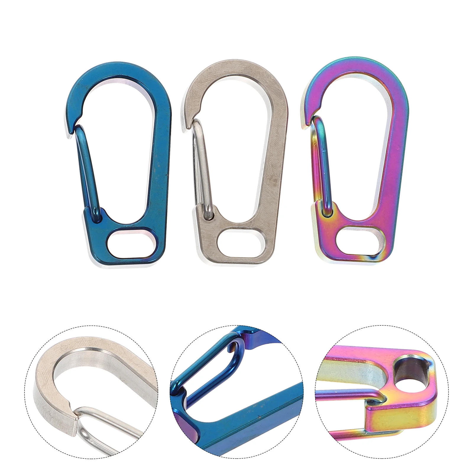 3 Pcs Outdoor Carabiner Backpack Keychain Heavy Duty Buckle Multi-functional Safety Titanium Alloy Hanging Hook Hooks for