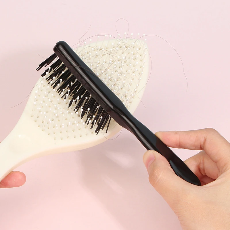 1pc Hair Brush Cleaner Mini Dirt Remover Home Travel Salon Rake with Metal Wire Portable Comb Brush Wooden Handle Cleaning Tools