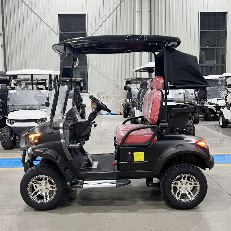 

2025 Новая газовая мощность Golf Buggies 2, 4, 6-местный двигатель 4000 Вт с подъемом для бездорожья, охоты, черная электрическая тележка для гольфа