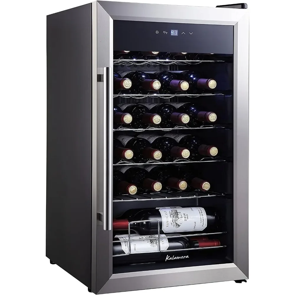 Mini Fridge Wine Cooler, 24 Bottle Compressor Freestanding Wine Refrigerator with Stainless Steel Glass Door for Home,Office,Bar