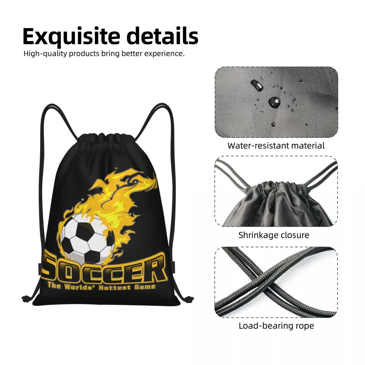 Custom Soccer Worlds Hottest Game Drawstring Bag, Compras Yoga Mochilas, Homens e Mulheres Sports Gym Sackpack