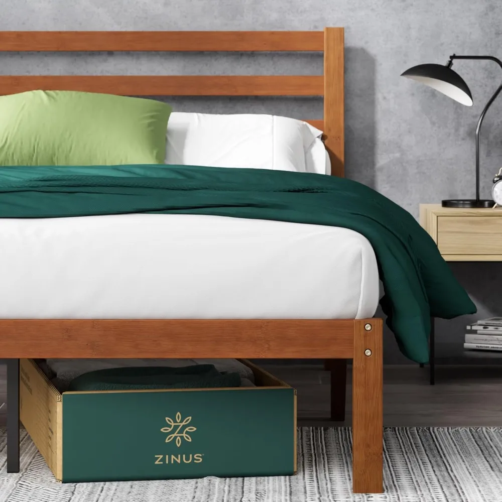 

Leah Bamboo Platform Bed Frame with Headboard, No Box Spring Needed, Wood Slat Support, Easy Assembly, Full