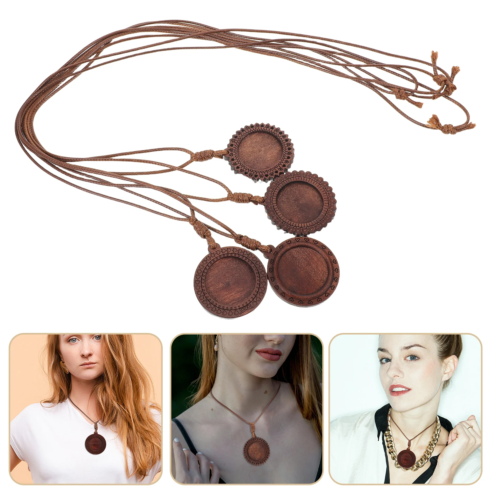 

8Pcs Wooden Pendant Blanks with Bezel Trays for DIY Resin Jewelry Making Craft Flower Edge Design Supplies Wood Bezel