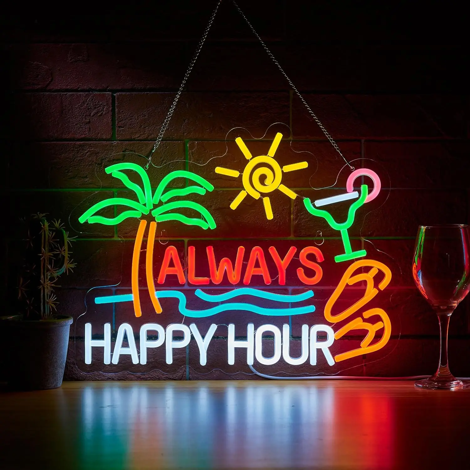 

Неоновая вывеска для пивного бара Always Happy Hour – Декоративная USB-лампа с регулируемой яркостью для дома, тики-бара, мужской комнаты, вечеринок, в подарок