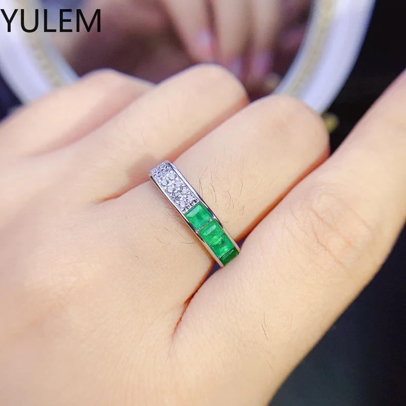 YULEM Natural Square Cut Emerald 3x3mm Fine Jewelry for Summer Women Wear S925 Jewelry