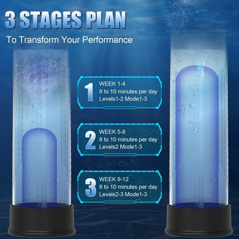 مضخة القضيب محسن ممارسة IPX7 مقاوم للماء لعبة الجنس الكهربائية للرجال الاستمناء الكبار الذكور القضيب توسيع فراغ