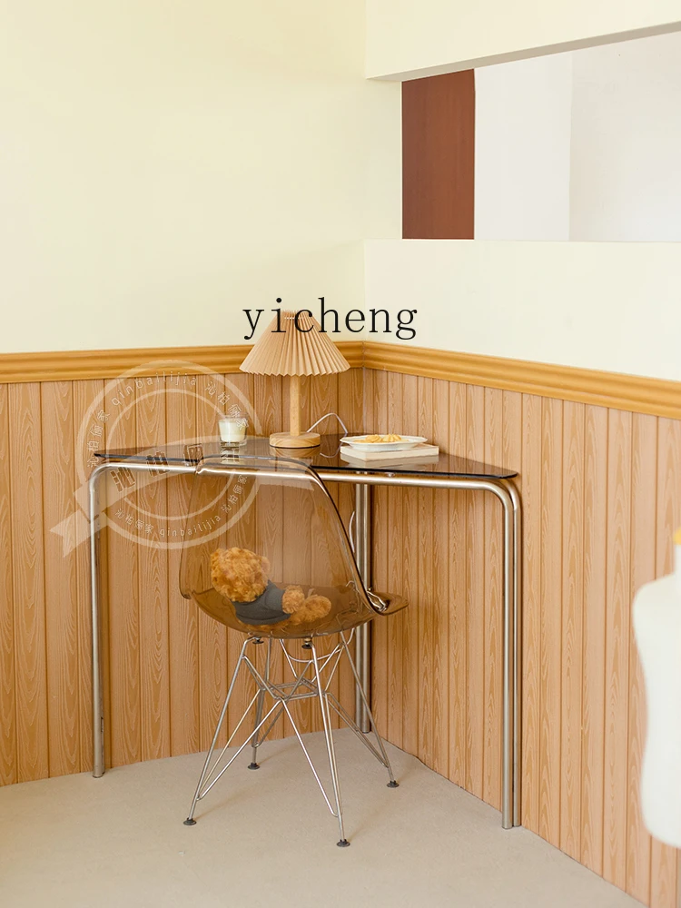 

ZZ small apartment light luxury simple stainless steel corner table corner desk writing desk