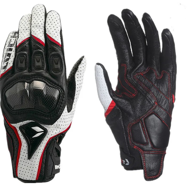 Luvas de couro genuíno para motocicletas masculinas, tela sensível ao toque, corrida de motocross, RST390, 391, primavera outono