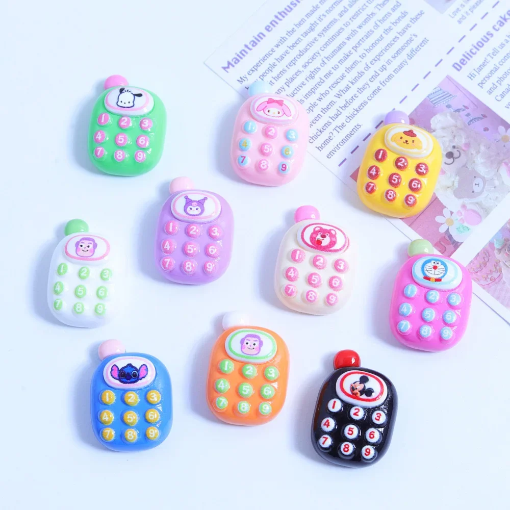 5pcs miniso Dopamine small mobile phone resin diy jewelry accessories DIY cartoon resin flatback