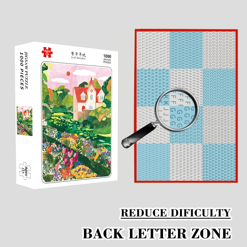 

1000 Pieces Wild Floral Meadow Jigsaw Puzzle, 70x50cm/27.56x19.69Inch, 2.2mm Thick Velvet Surface