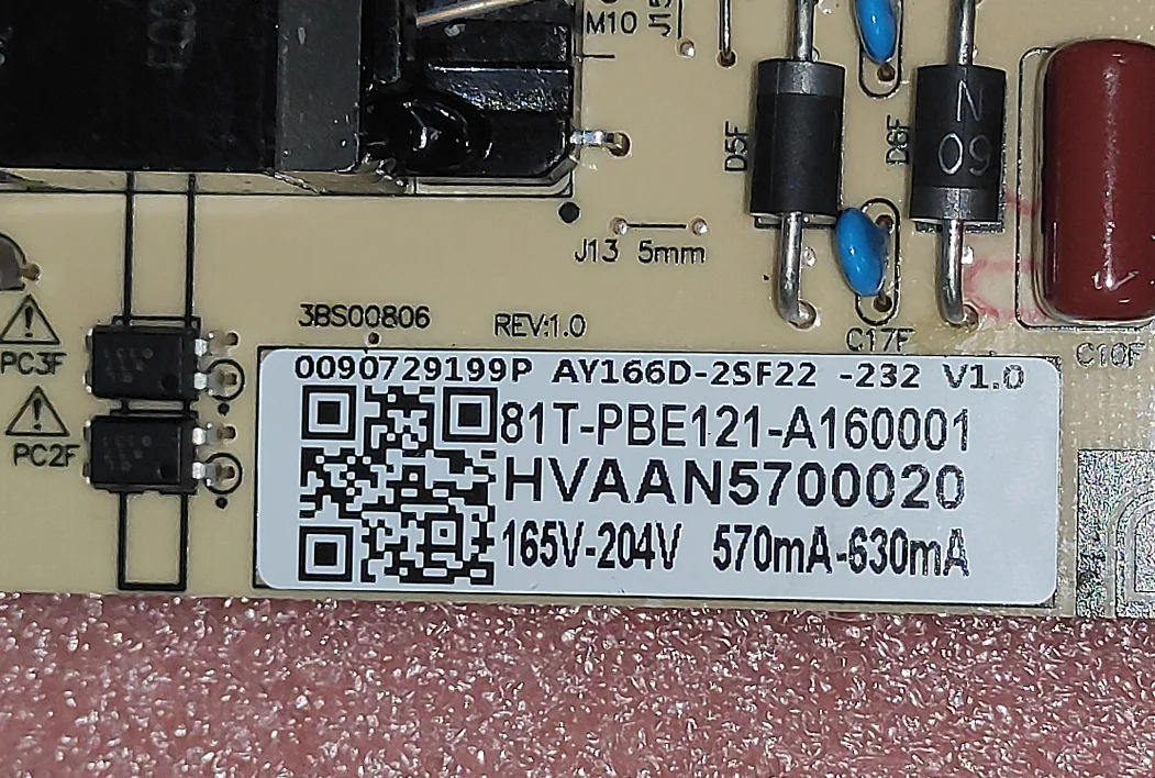 Бесплатная доставка! 3BS00806 AY166D-2SF22 81T-PBE121-A160001 телефон, протестированная плата питания телевизора, напряжение 165-204 В, ток-ма
