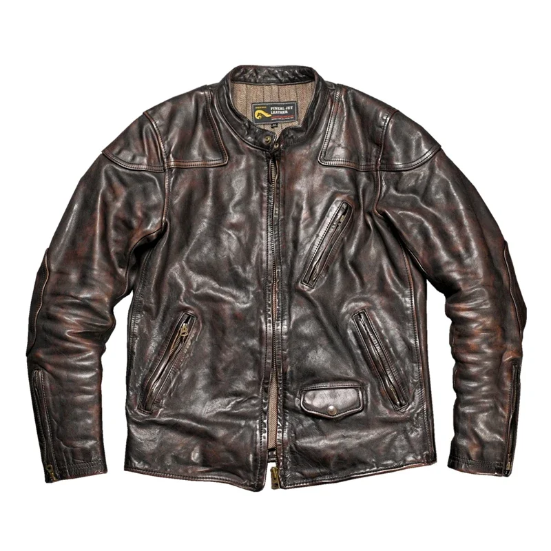 LNY!Wholesales.Top 2024 Brand Men's luxury horsehide jacket.Super quality 1.6mm thick genuine leather coat.vintage leather cloth