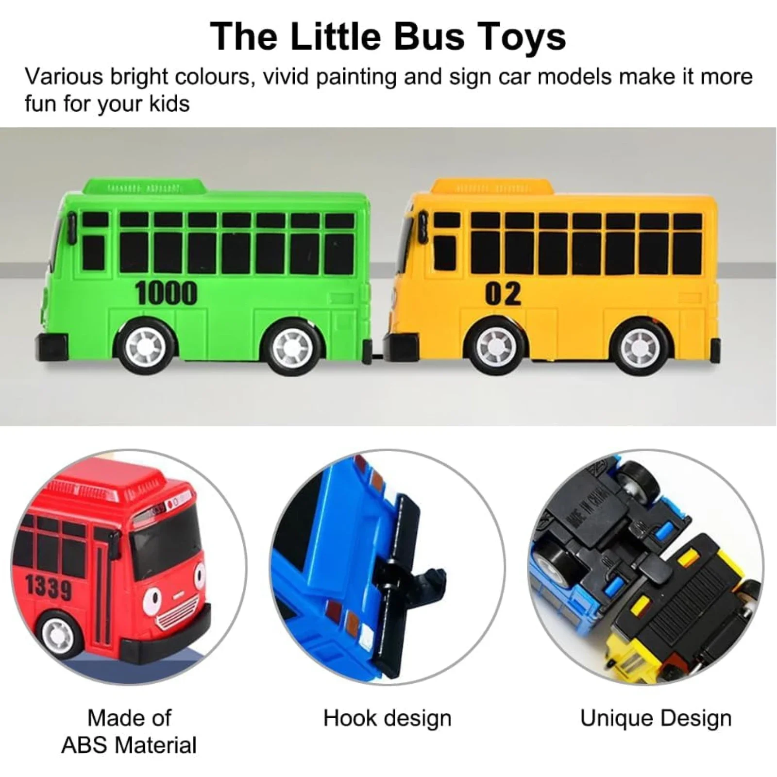 Mini Ensemble de Jouets Bus Tayo à Remonter pour Enfants Garçons, Jouet Véhicule de Dessin Animé, Ensemble de Jeu Éducatif sur le Thème du Trafic, Cadeau Ludique pour l'Apprentissage Préscolaire
