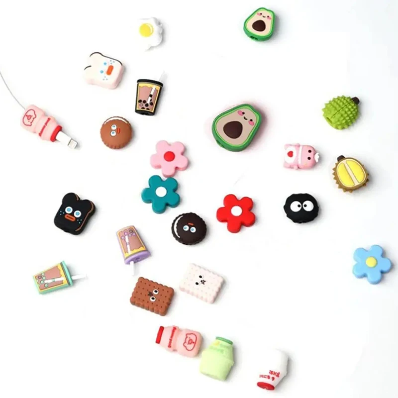 Usb Cable Protector Cute Cartoon Winder Organizer Bites Bobbin Winder Wire Cord Saver PD Charging Cable Data Line Protector Case