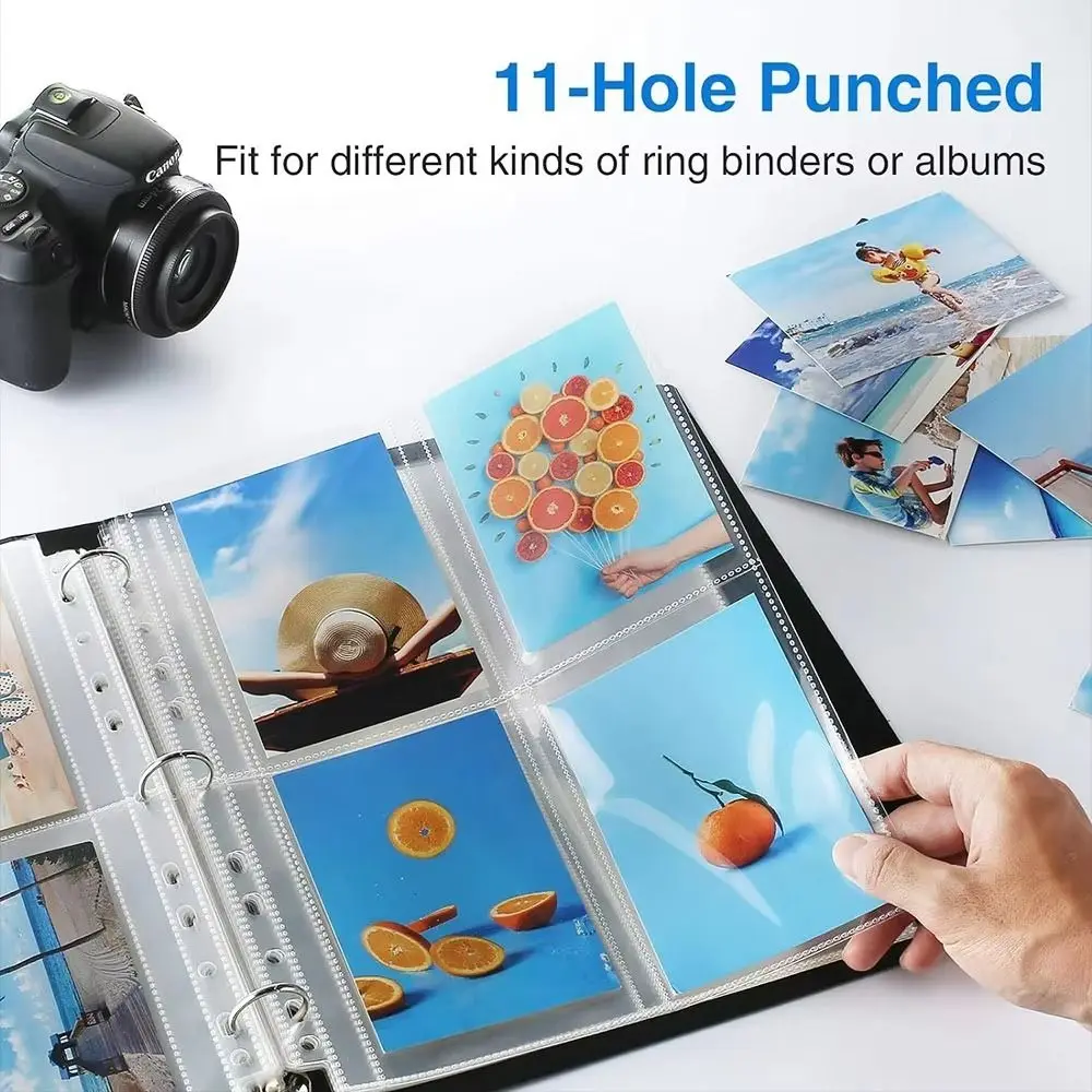 Binder Refill Clear Photo Album Pages A4 Multi-Pockets Photocards Sleeves 11-Hole Binder Pages