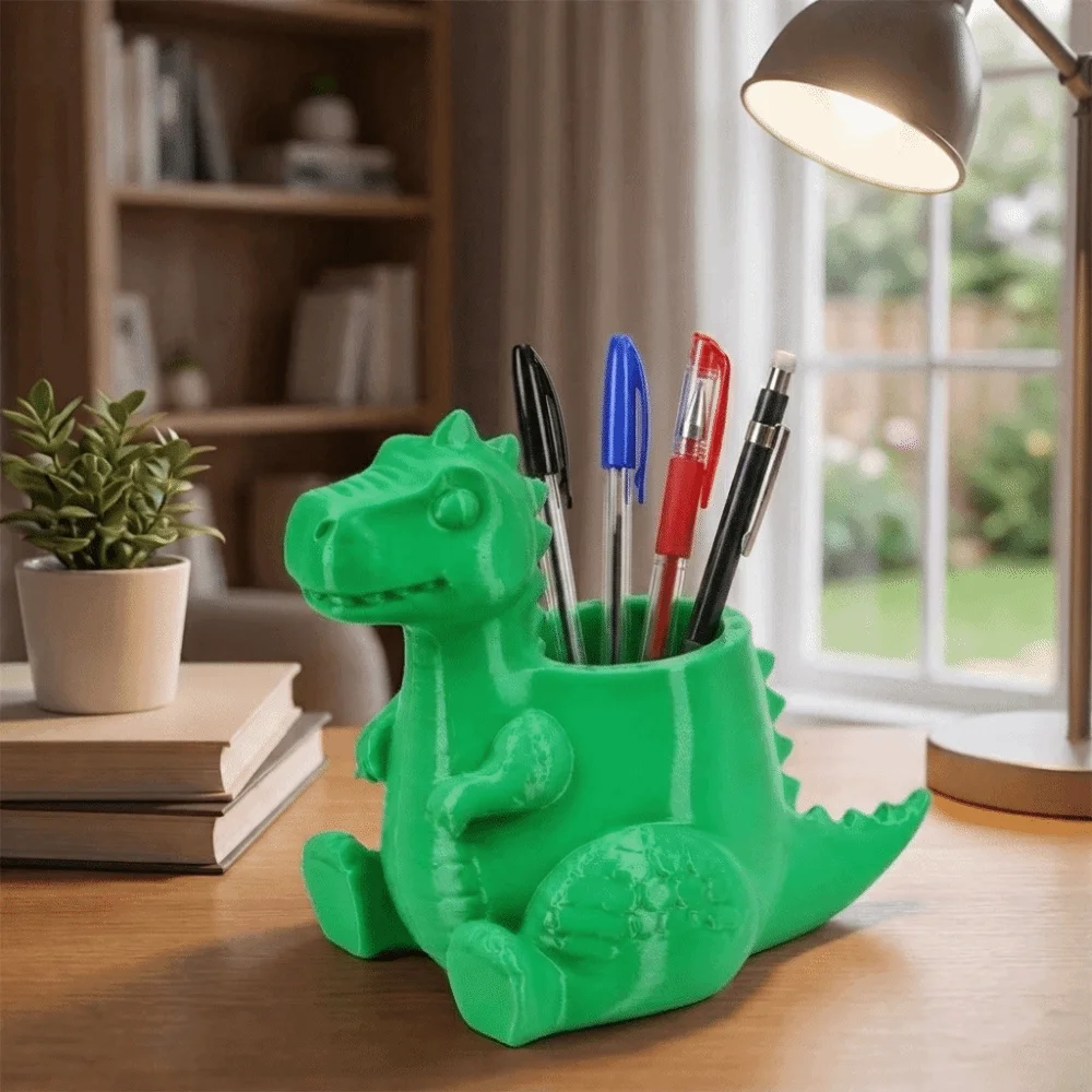Multi-Functional 3D Printed Dinosaur Pen Holder Cute Creative Desk Organizer T-Rex Shaped Plastic Pencil Holder Office Supply