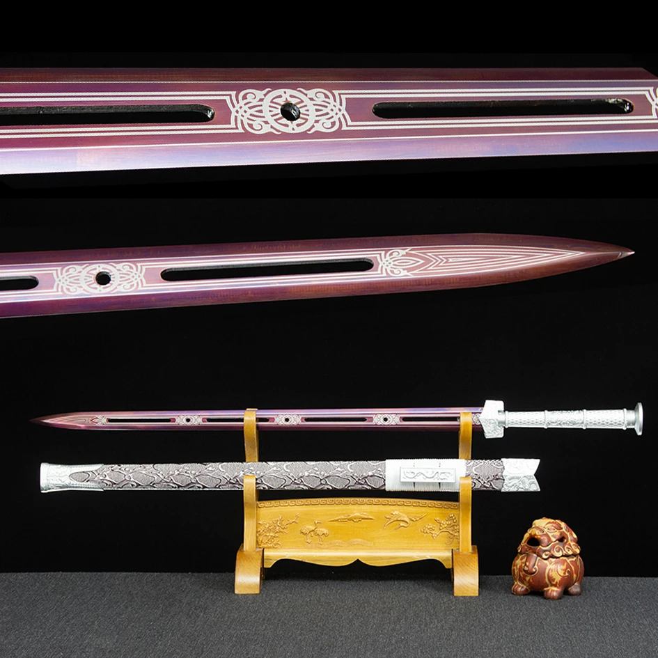 

101cm medieval Ice Soul Purple Yan Han sword Manganese steel battle preparation hollow combat training weapon sharp katana