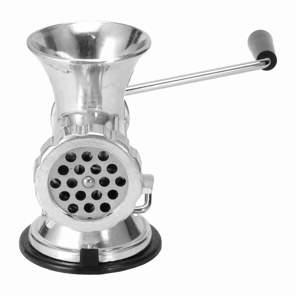 Aluminum Alloy Manual Meat Grinder Suction Cup Base Silver Meat Grinding Machine Labor Saving Easy Clean Hand Crank Mincer