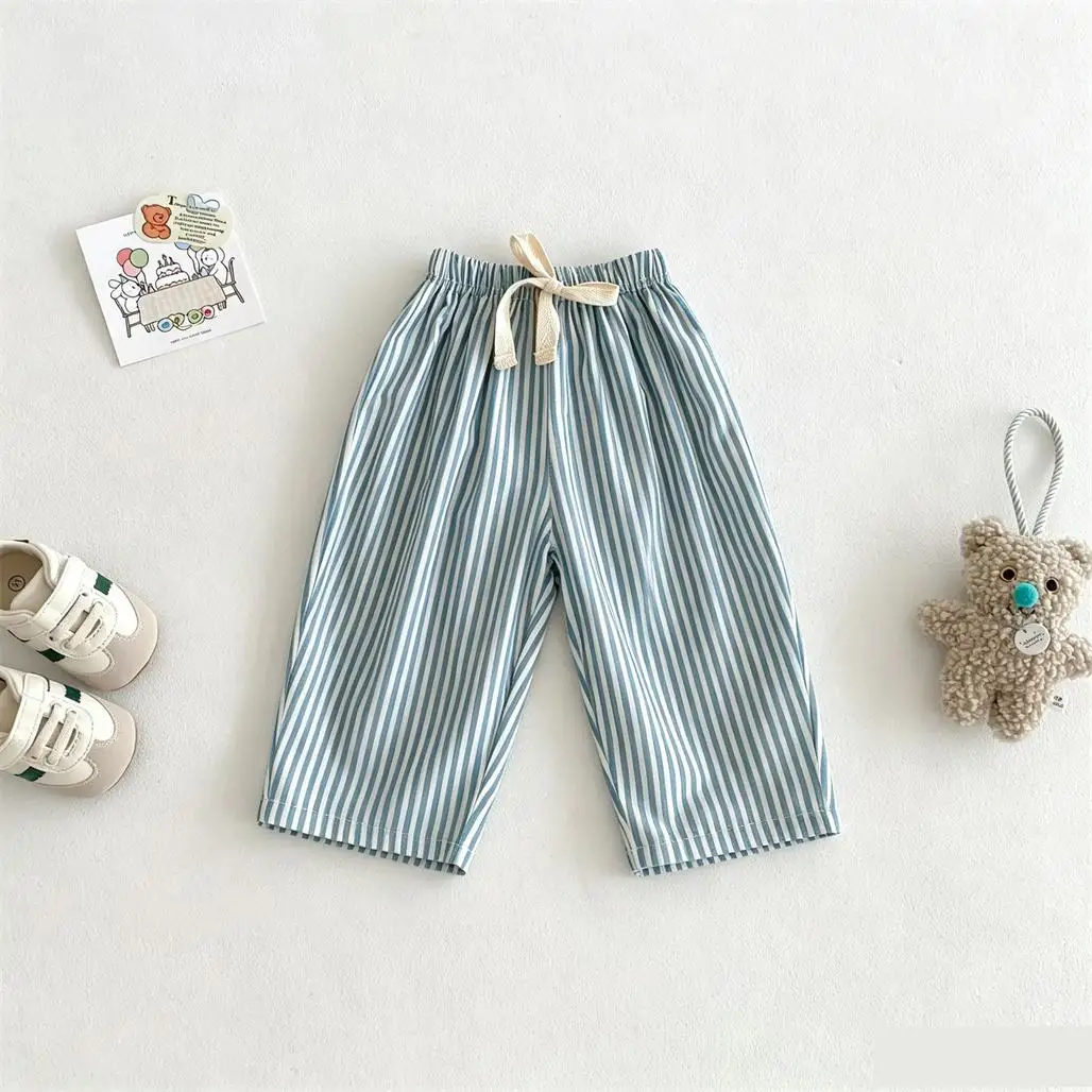 New Design Stripe Pants Summer Pants Simple Versatile Pants Toddler Fashion Casual Thin Pants Toddler Mosquito Pants 80-120CM