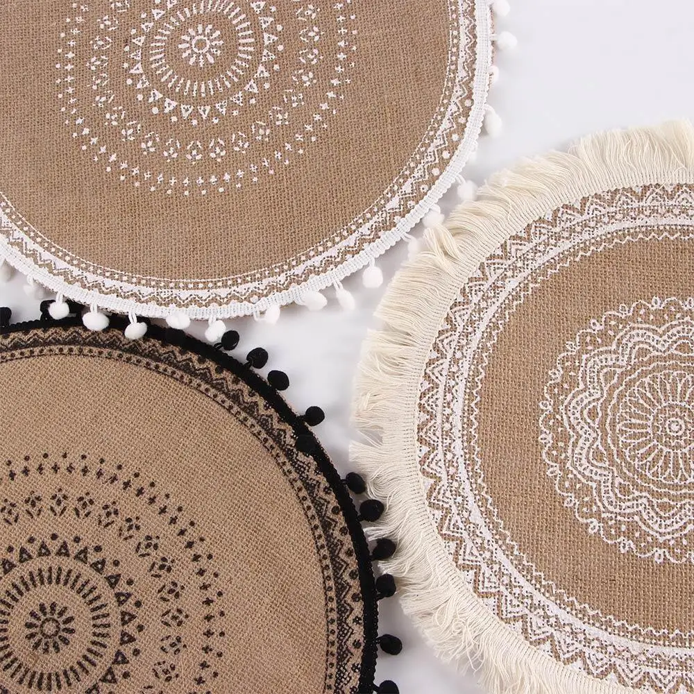 Non-slip Heat Insulation Home Decor Middle East Style Round Embroidery Kitchen Supplies Table Placemat Coffee Cup Mats Coaster