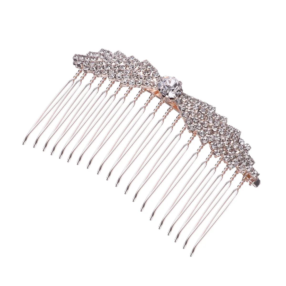 1Pcs Bridal Hair Comb Alloy Bowknot Rhinestone Inlay Hairpin Wedding Prom Party Hair Decoration Crystal Headpiece