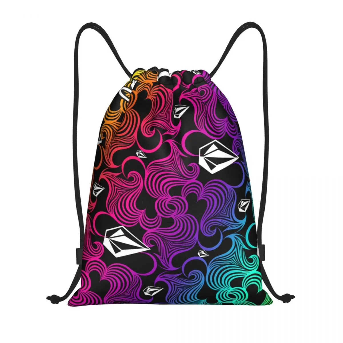 Custom Volcoms Skate Diamond Stone Pattern Drawstring Backpack Bags Men Women Lightweight Gym Sports Sackpack Sacks for Training