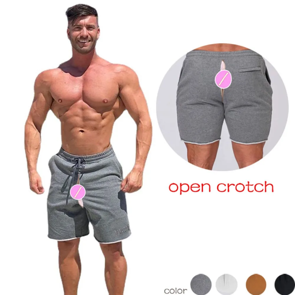 Outdoor Sex Open Crotch Pants Male Athletic Gym Shorts Cotton Jogger Workout Lounge Jersey Pocket Gym Sweatpants Men's Clothing