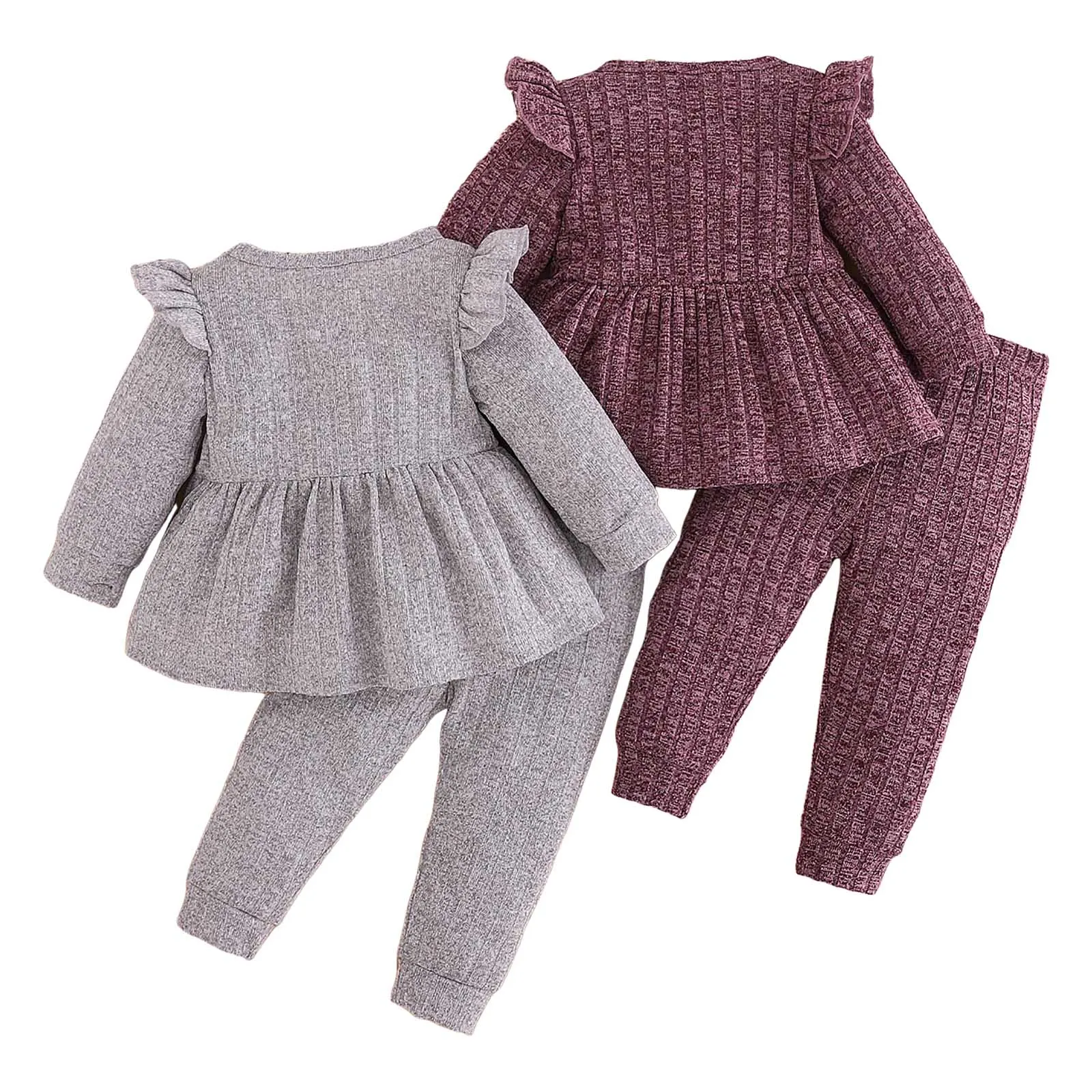

Infant Baby Girl Girls Long Sleeved Trousers Suit Comfortable Warm Pullover Girls Long Sleeved 4 Piece Suit Long Shirt Legging