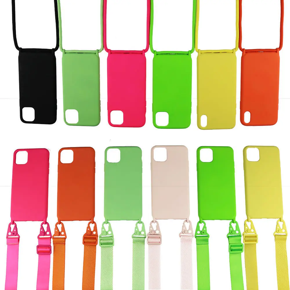 20pcs Silicone Lanyard Case For iPhone14 12 13 11 Pro Max7 8Plus X XR XS Max Ultra Cover With Neck Strap Crossbody Necklace Cord