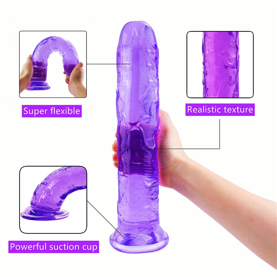 Soft Jelly Dildo Anal Butt Plug Realistic Strong Suction Cup G Spot Orgasm Big Penis Masturbator Erotic Sex Toys For Woman