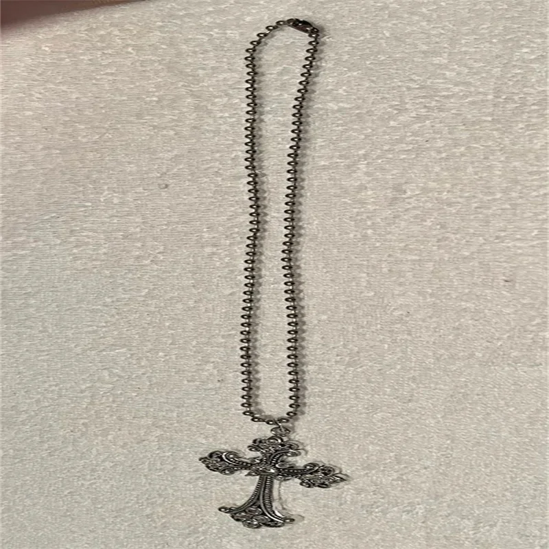 Large Detailed Rhinestone Cross Jewel Necklace Silver Color Tone Pendant  Goth Punk Jewellery Fashion Charm Statement Women Gift