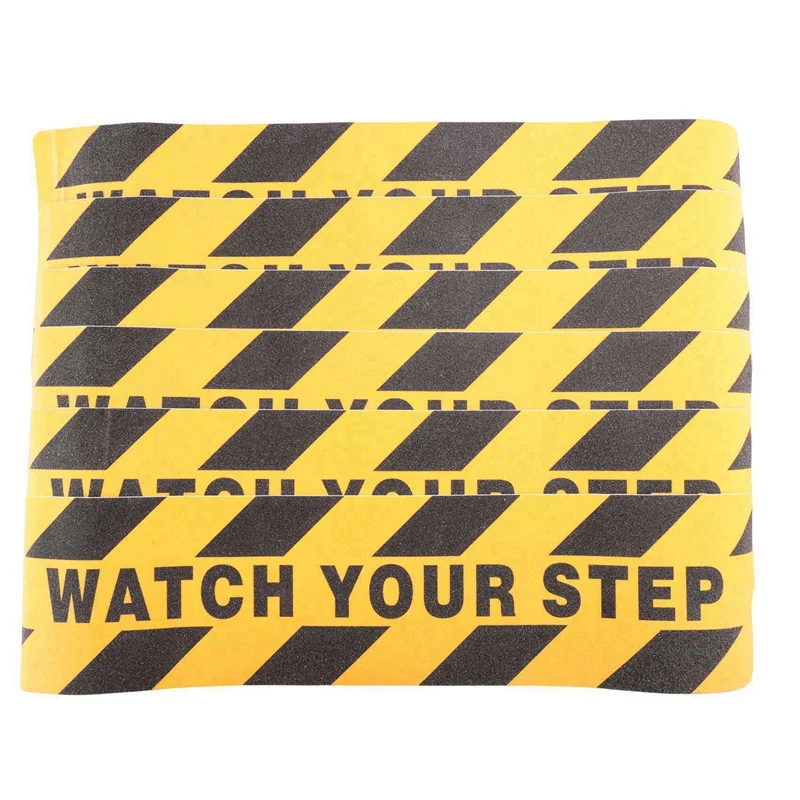 2X Watch Your Step Floor Decals Stickers 6X24 Inch Warning Sign Sticker Floor Tape Anti Slip Abrasive Tape Decal