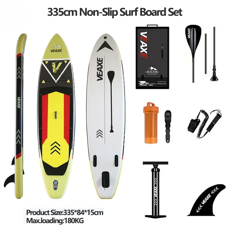 New 335cm Inflatable Stand Up Paddle Board SUP Board Surfboard Water Sport Surf Set with PaddleBoard Fin Foot Rope Inflator