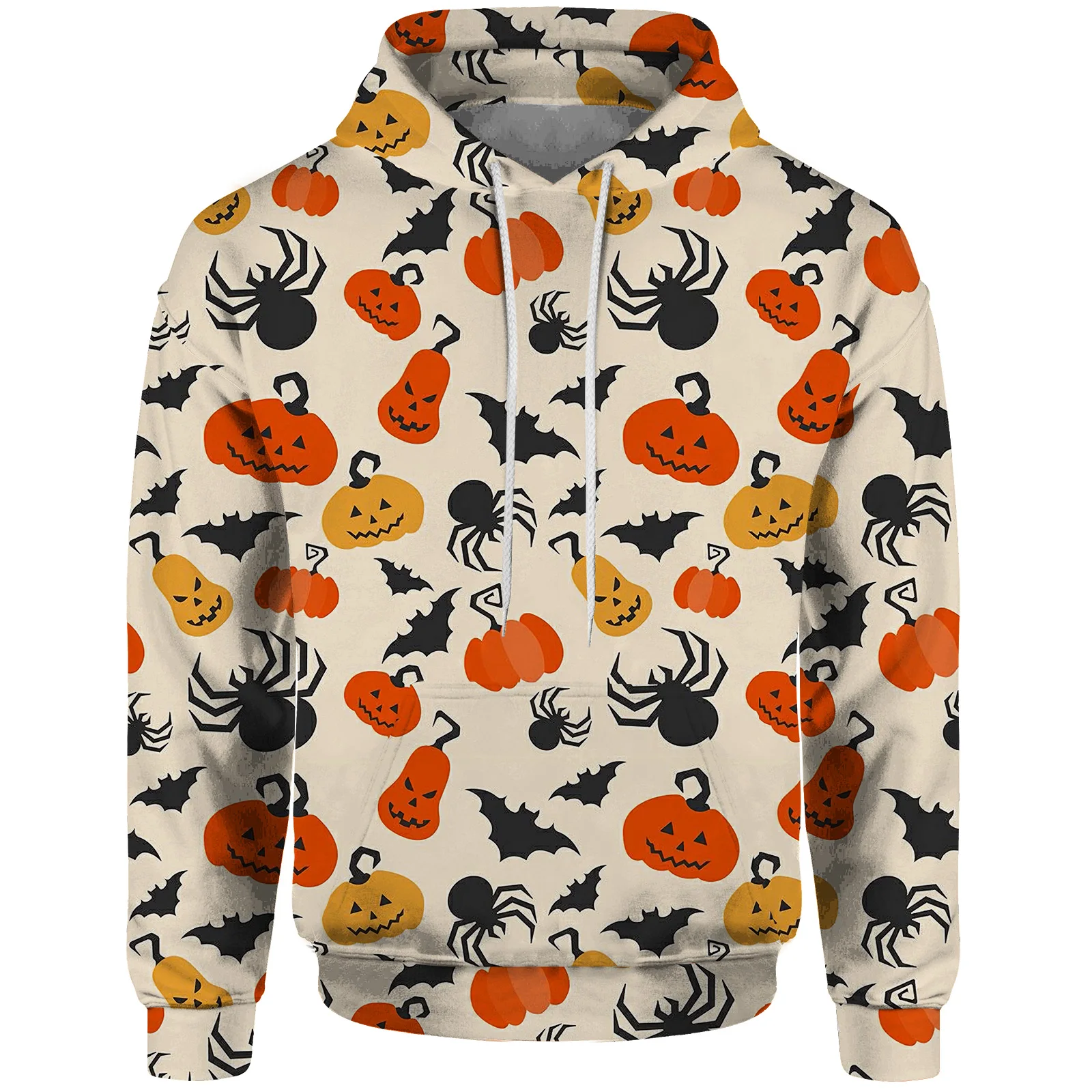 New Halloween Fall/Winter Comfortable Sweatshirt Men's Sweatshirt 3D Printed Pumpkin Bat Candy Pattern Fashion Athleisure Hoodie