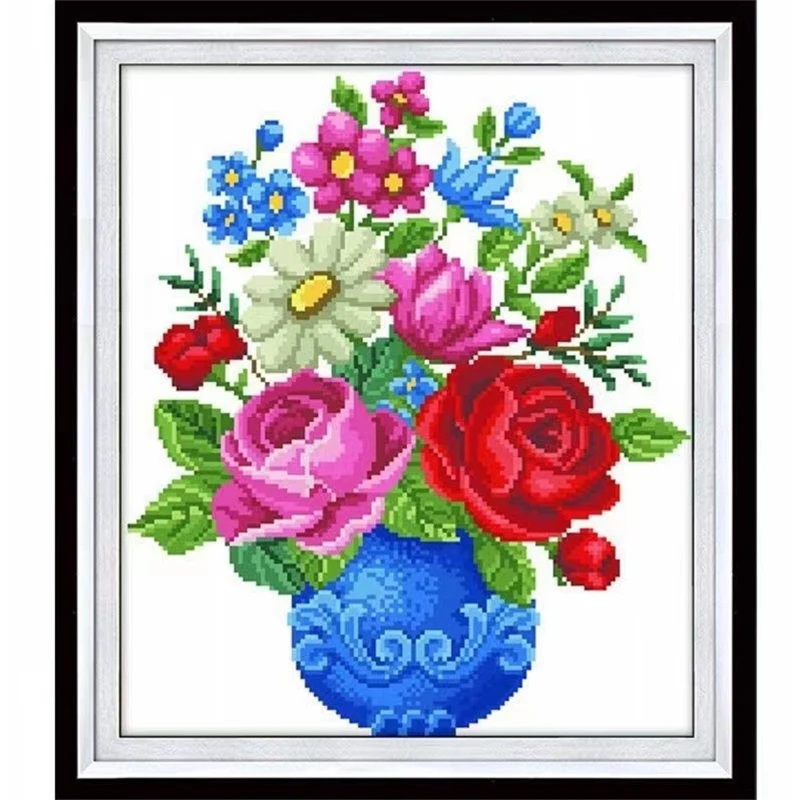 

HC1561 Cross Stitch Kits Stich Embroidery Cross-stitch Complete Kit Needle Arts & Craft Hobby Needlework Flower Package Hobby