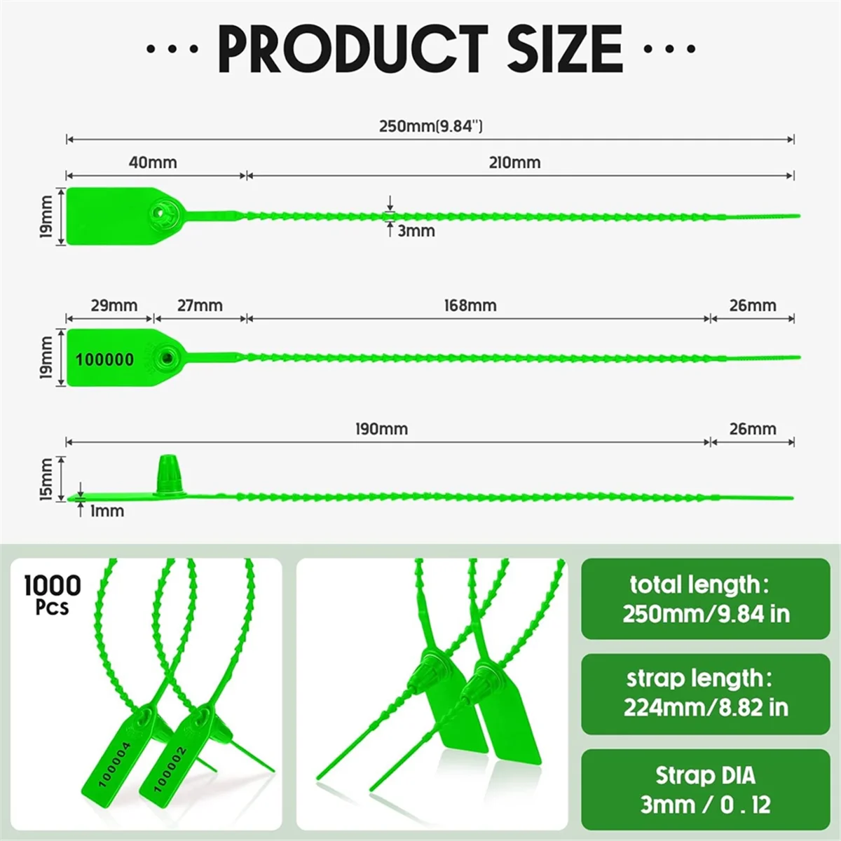 1000 قطعة من البلاستيك العبث الأختام طفاية حريق العلامات الأمنية العلامات الأختام السلامة مرقمة البريدي العلاقات تسميات الأخضر ST