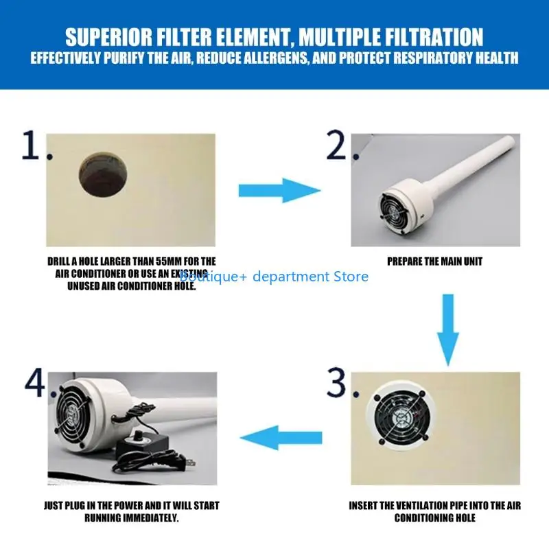 E1PD Air Filter Freshing Air Ventilation Fan 50mm/63mm/75mm Duct Installation