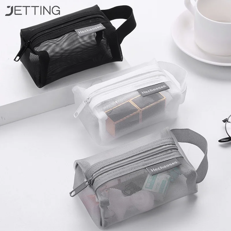 

1Pc Nylon Square Mesh Coin Purse Large Capacity Key Card Case Coin Pocket Transparent Storage Bag Pouch Mini Cosmetic Bag