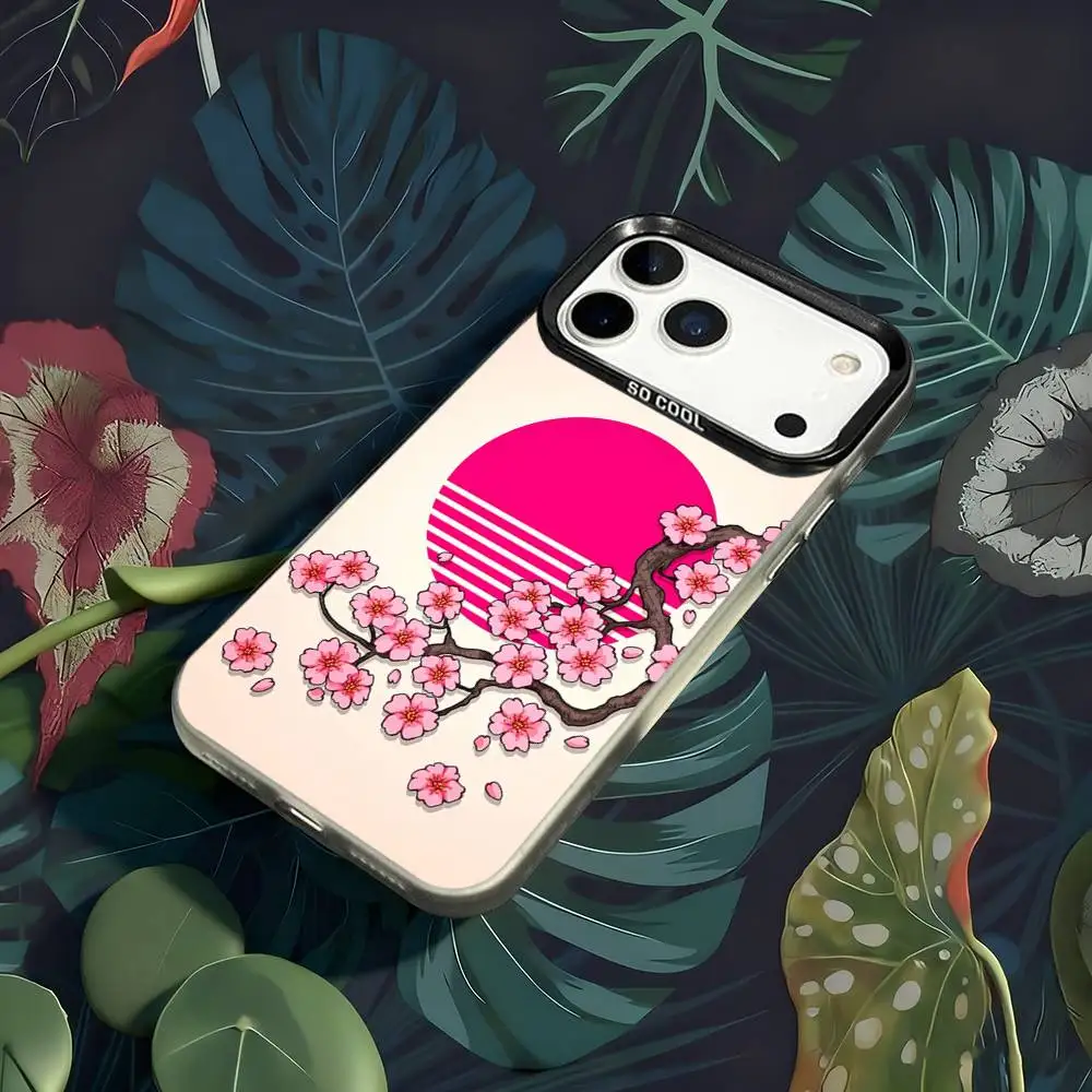 حافظة هاتف VHS Sakura Rewind لهاتف iPhone 17,16,15,14,13,12,X,8,Pro,Max,Plus,E,SE4,Air,Mini IMD أسود غير لامع