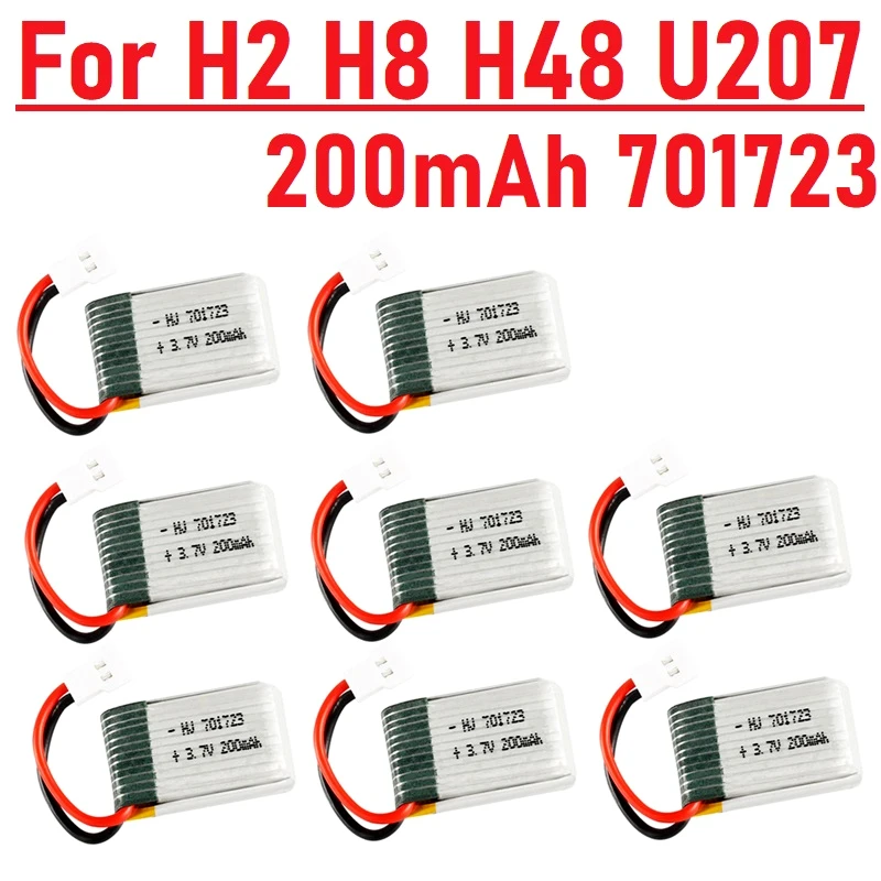 1-20pcs 3.7v 200mah 701723 For H2 H8 H48 U207 Battery RC Quadcopter Spare parts 3.7v LIPO Battery for H8 toys Helicopter