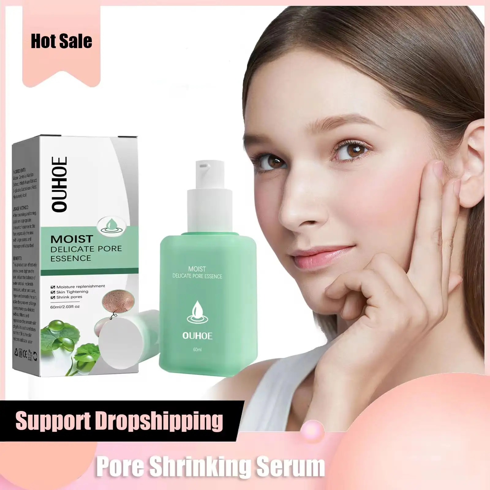 

Pore Shrinking Serum Moisturizing Oil Control Essence Remove Acne Blackheads Deep Cleansing Pore Refining Tightening Face Serum