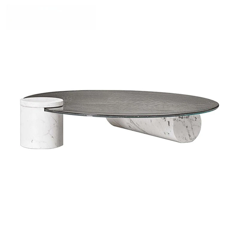

Light luxury round small apartment designer modern simple Internet celebrity home marble water corrugated table
