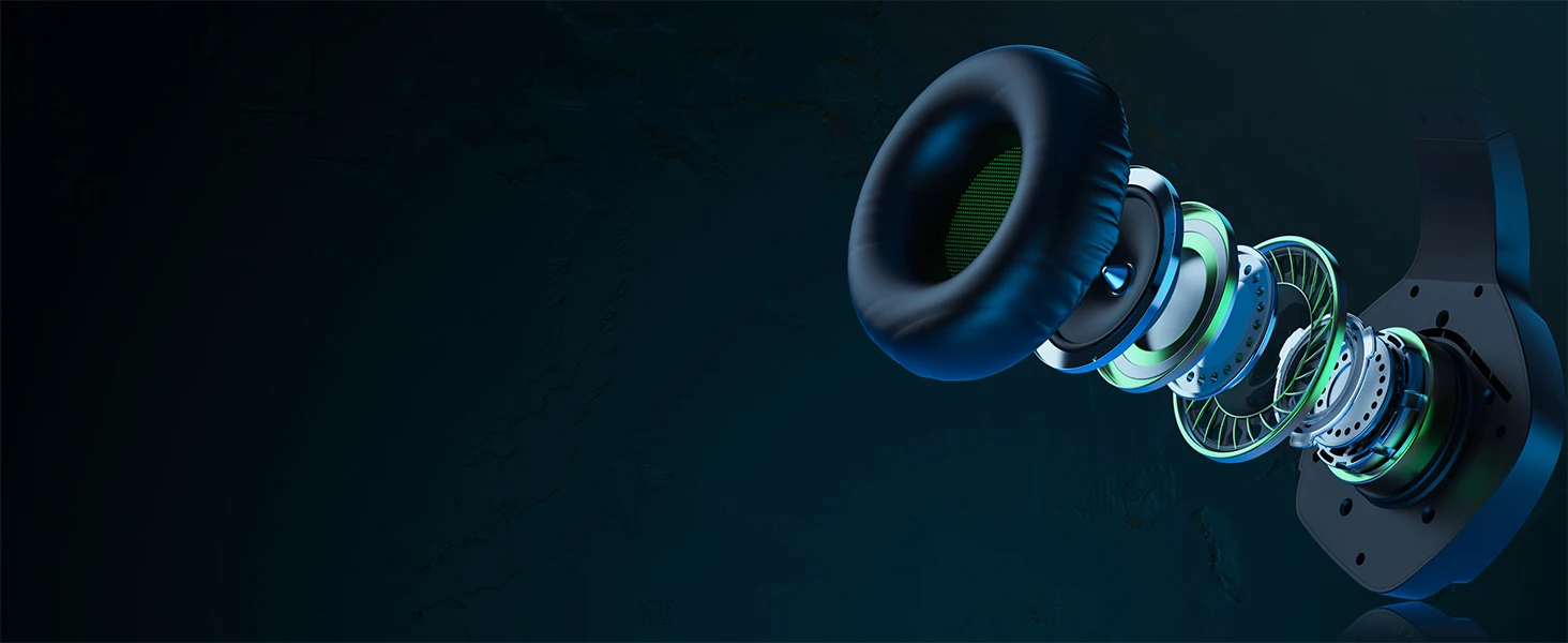 BINNUNE Dual Wireless Gaming-Headset mit Mikrofon für PC, PS4, PS5, Bluetooth-Gaming-Headset für Laptop-Computer, Gaming-Kopfhörer – Detail 7