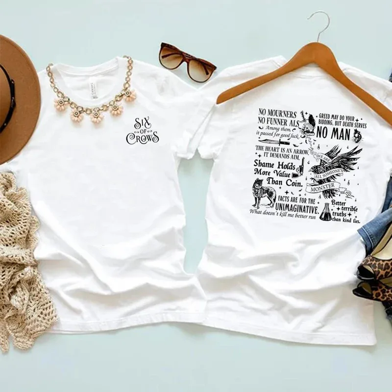 

Футболка yiyi2025yiyiSix of Crows No Mourners, винтажная футболка с рисунком Ketterdam Crow Club, футболка Kaz Brekker Merch Ina, унисекс C