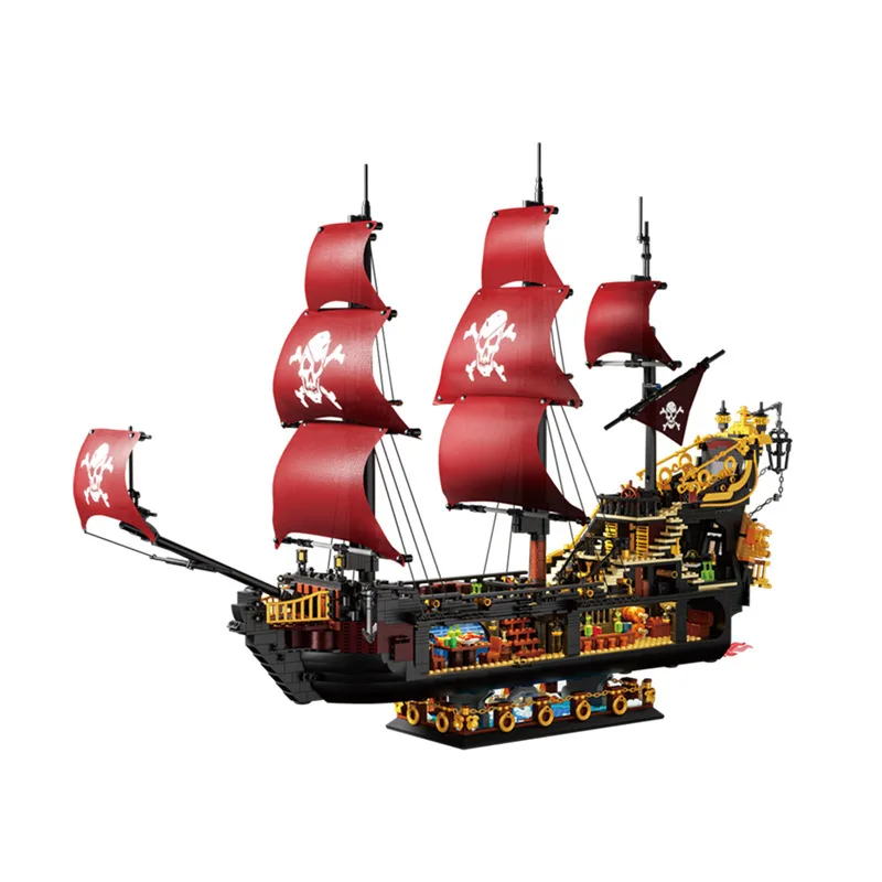 

Creative Mini Block Queen Annes Revenge Caribbean Pirate Ship Model Building Brick Construction Toy Sets Collection For Gifts