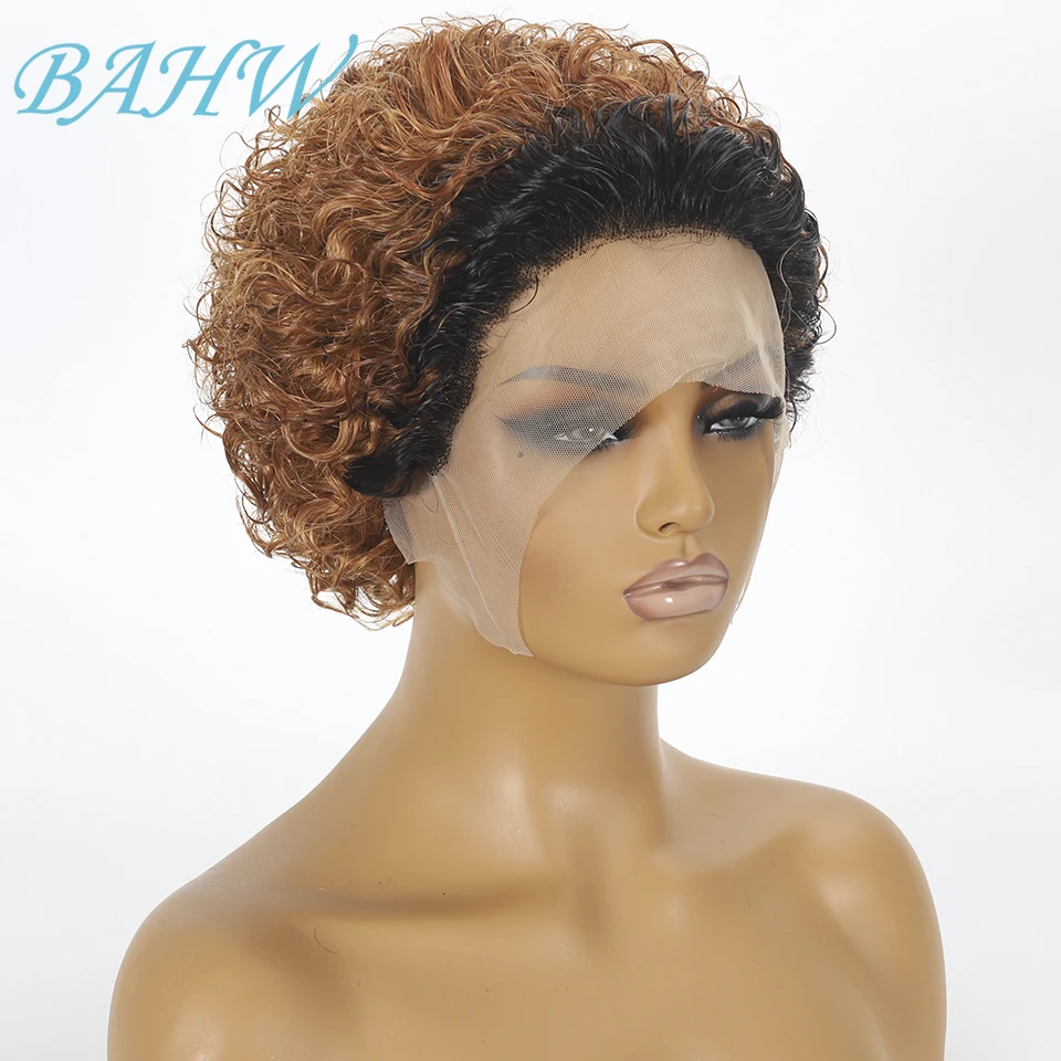 Malaysian Pixie Cut Kinky Curly Human Hair Wig 99J Burgundy Natural Black Color Remy Hair Water Wave Curly Wig For Black Women